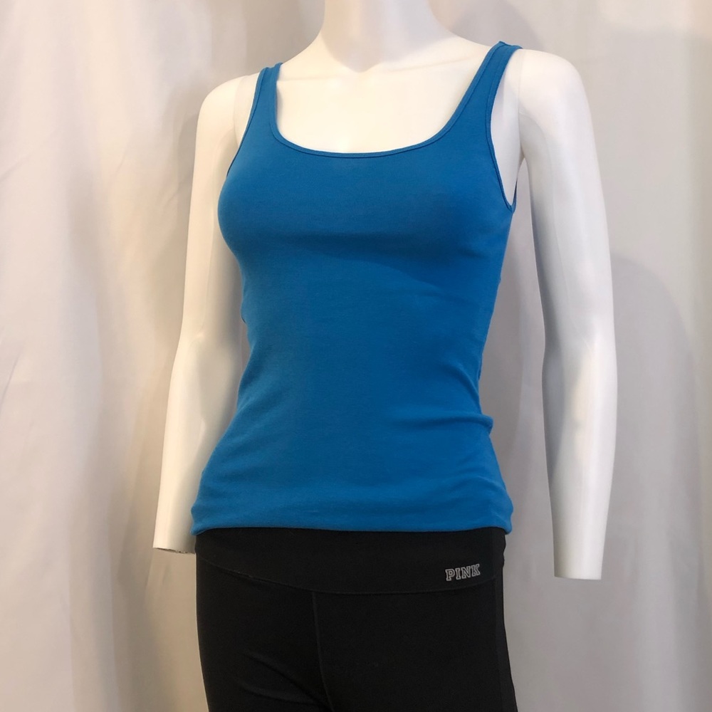 Ann Taylor LOFT, Scoop Neck Cotton Tank Top, Size S, Blue
